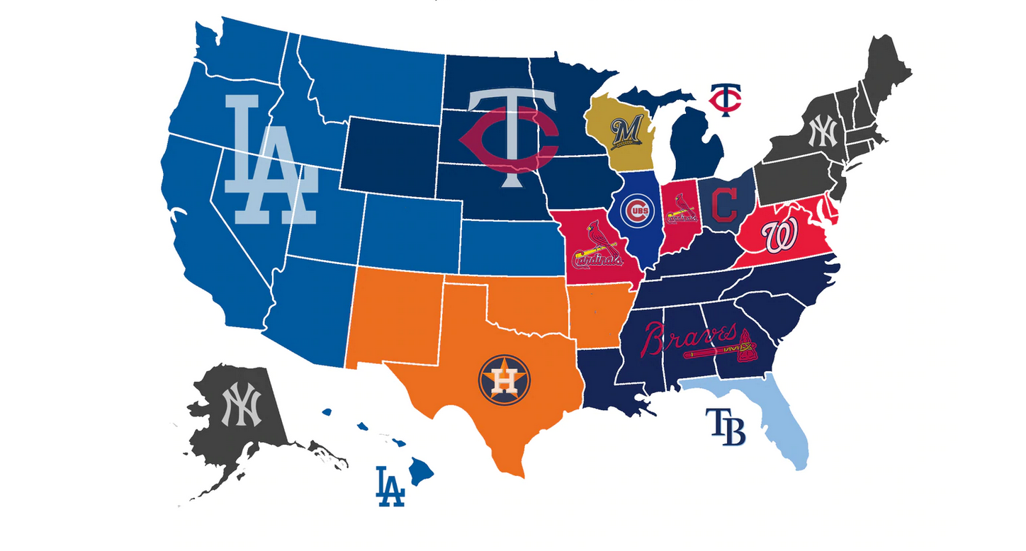 Map Shows Which Team Every State is Picking for World Series
