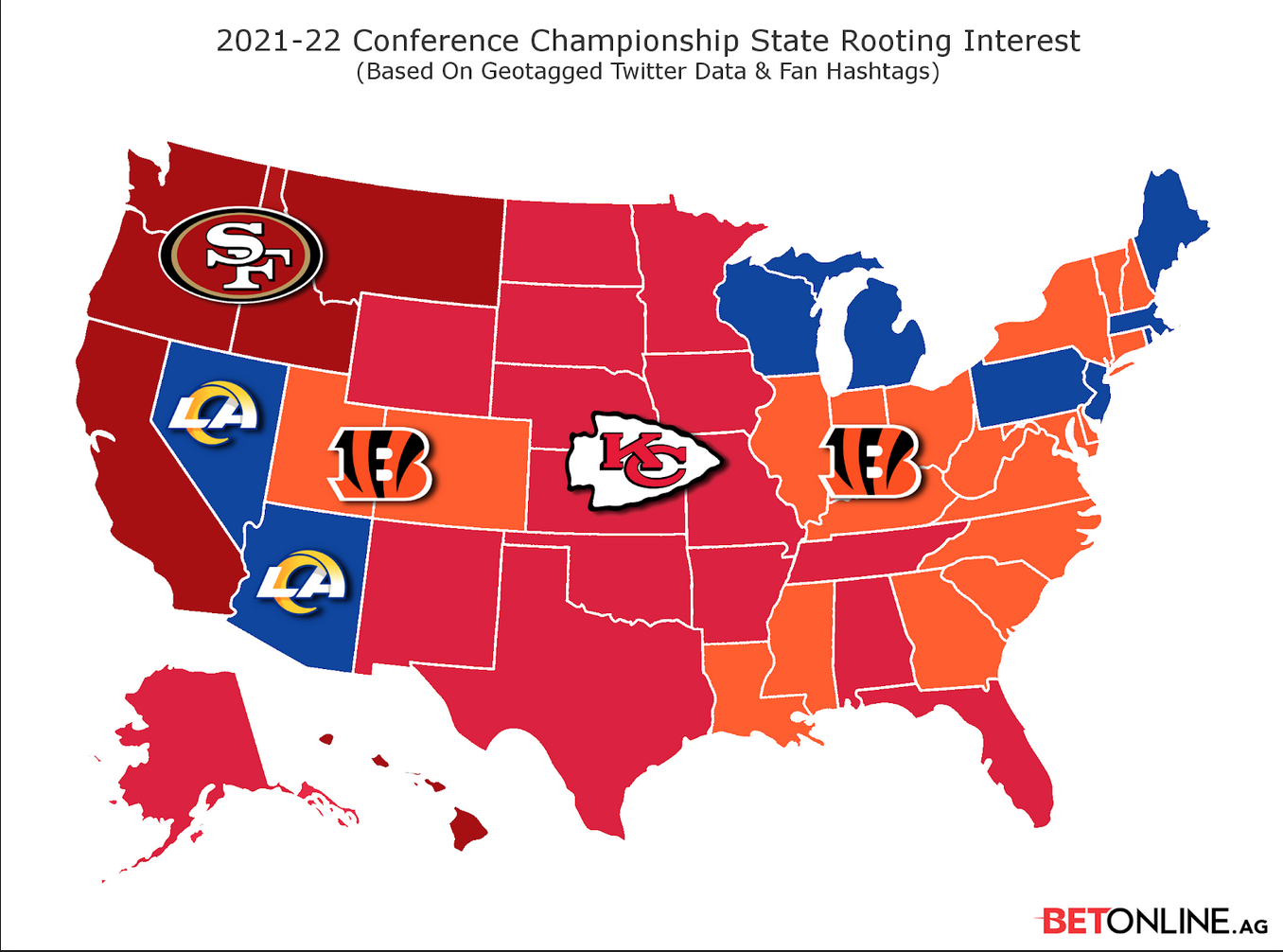Conference Championship Map Shows Who Each State Fans Are Rooting For