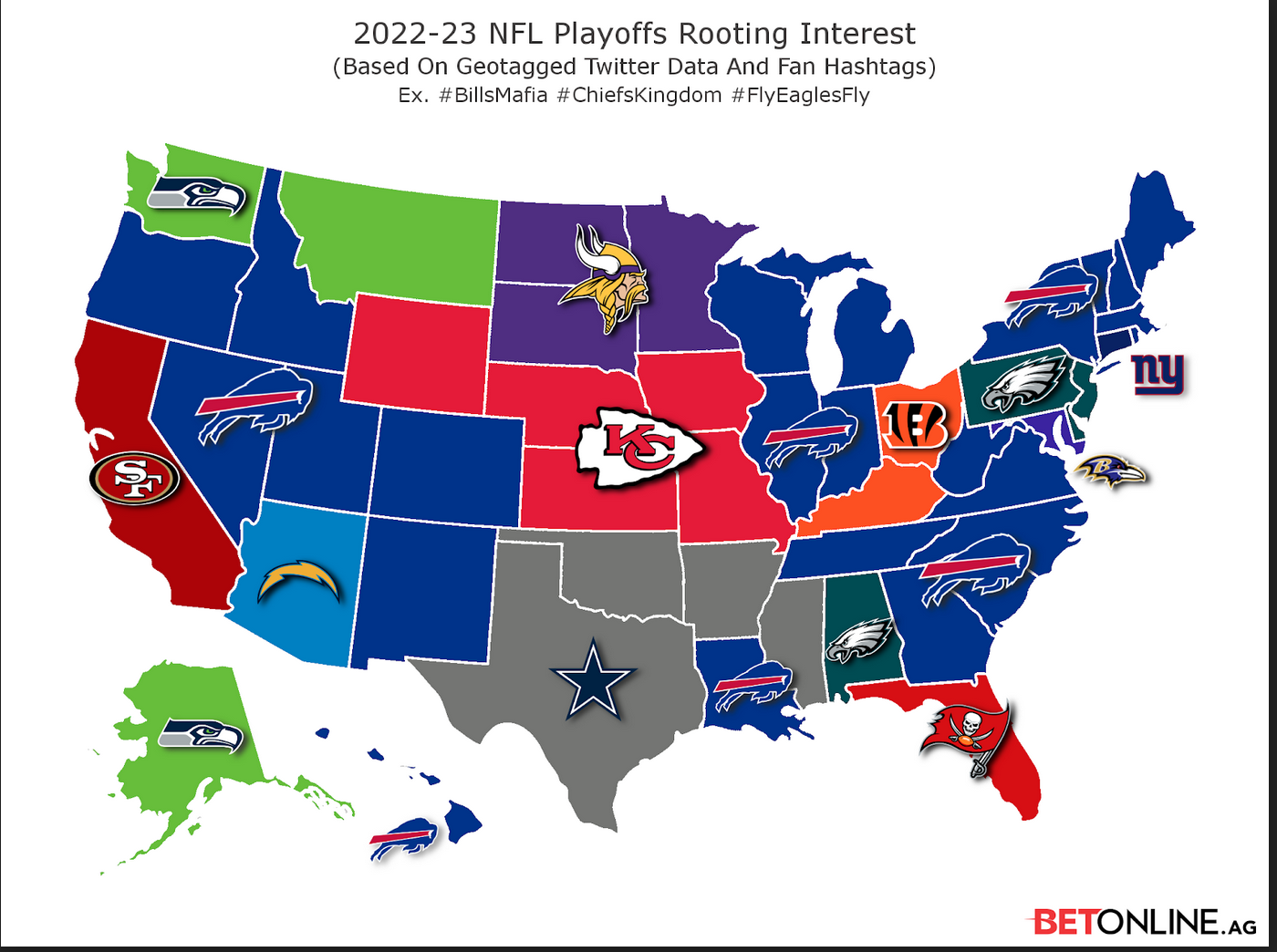 Twitter Map Shows Which Team America is Rooting for in NFL Playoffs