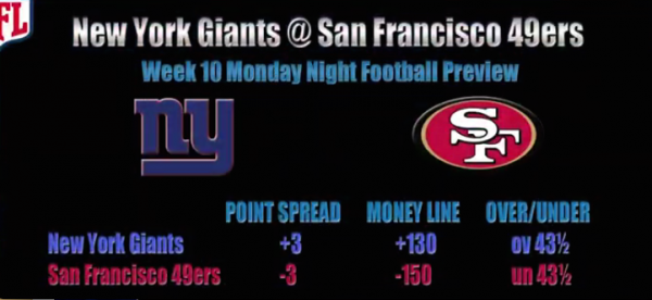 Sunday Night Football Betting Odds Week 11 - Giants vs. 49ers Prediction