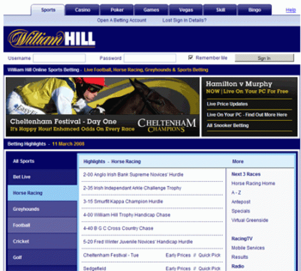 William Hill Online Poker Revenue Down