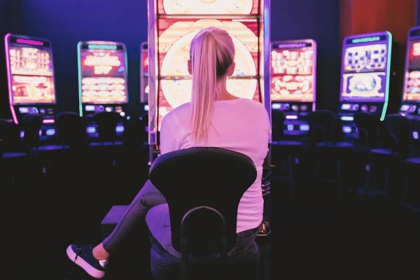 Woman at slot machine 