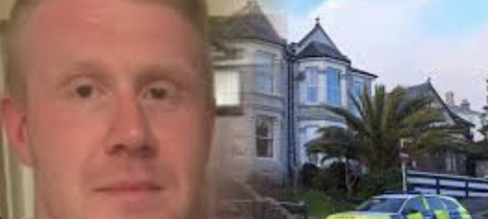 Danny Cahalane superimposed next to his home