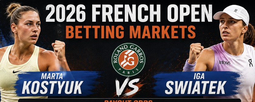 2026 French Open Betting Markets, Payout Odds: Marta Kostyuk v Iga Swiatek