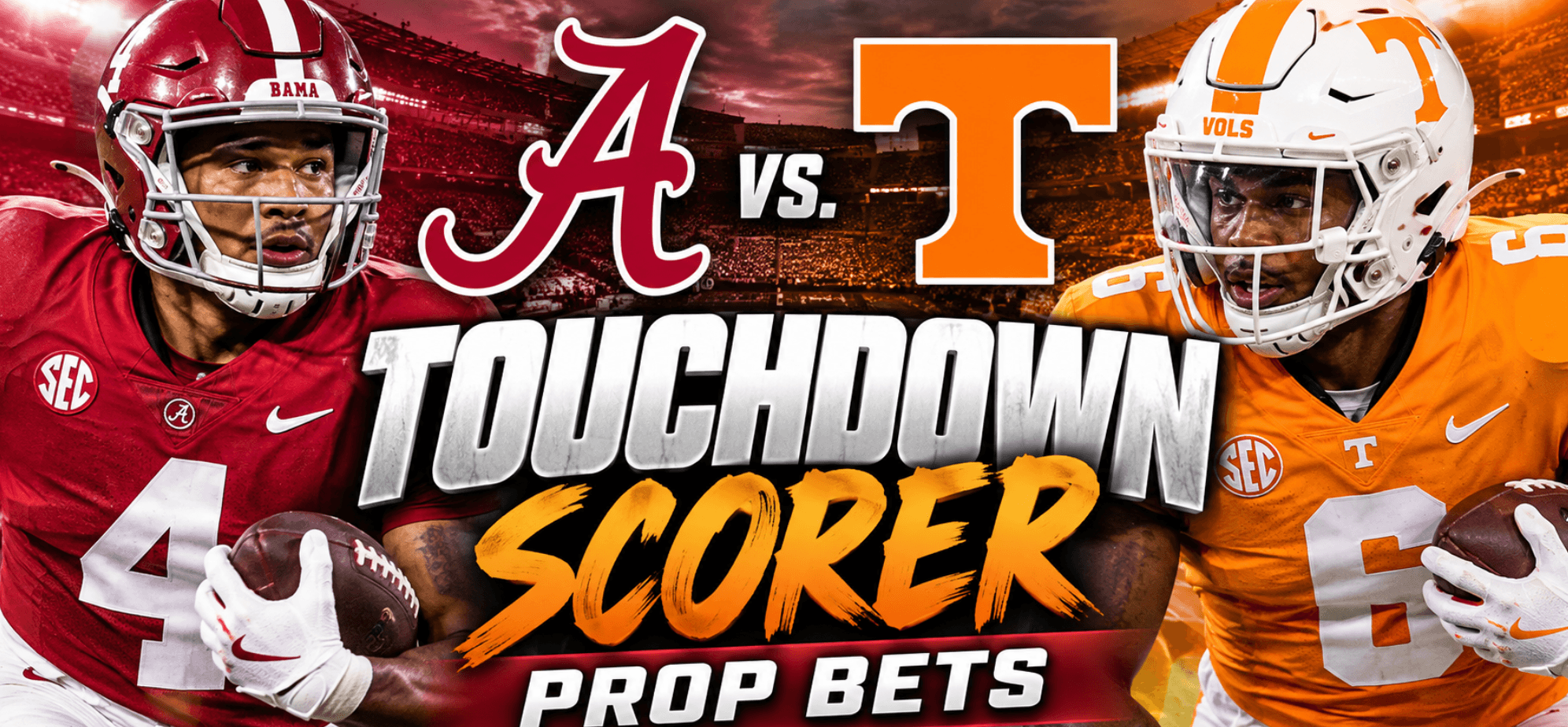 Find Alabama vs. Tennessee Touchdown Scorer Player Prop Bets: DeSean Bishop, Trae'shawn Brown, Keelon Russell 