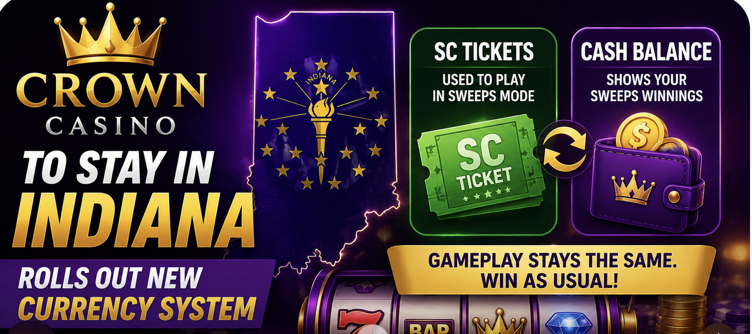Crown Coins Rolls Out New 'SC Tickets' System for Indiana Players Following Sweepstakes Ban