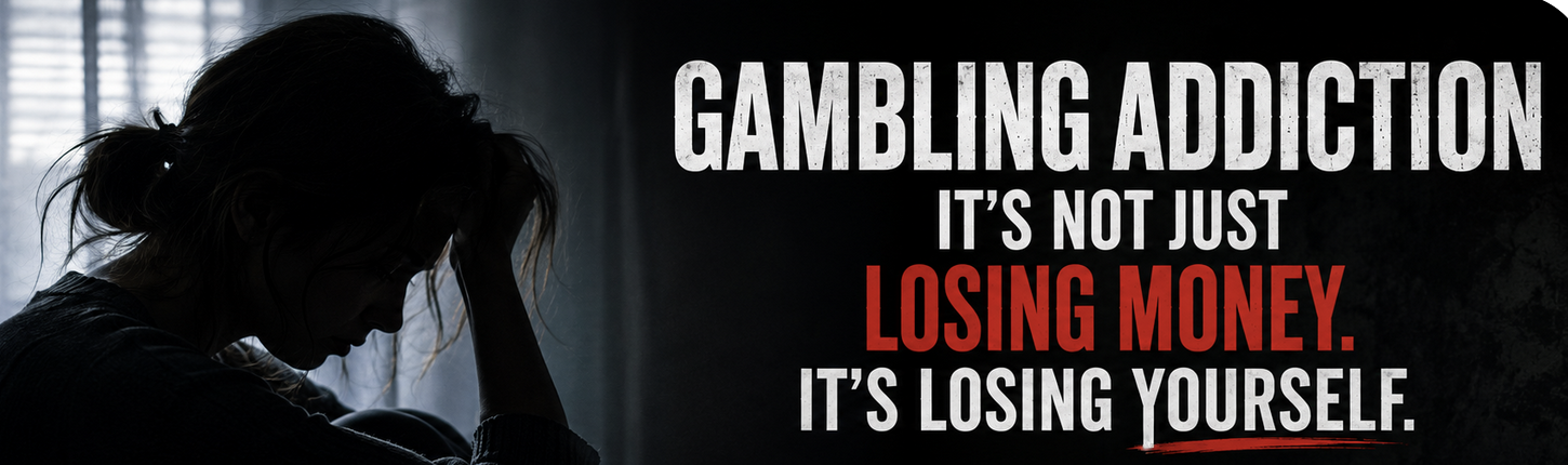 Gambling addiction woman in the shadows