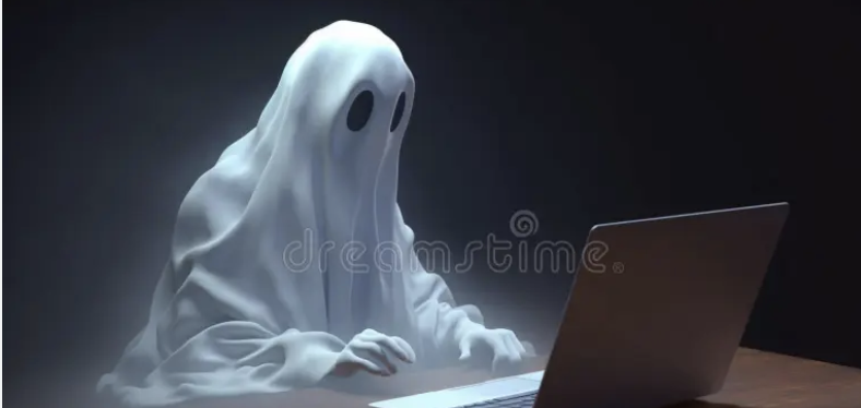 A ghost on a laptop