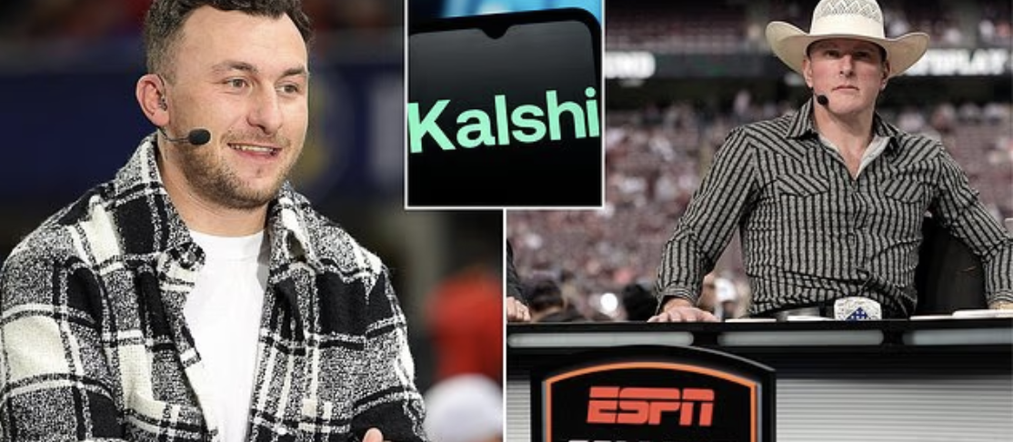 Johnny Manziel in studio with Kalshi display