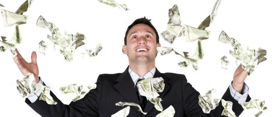 Person being showered with cash