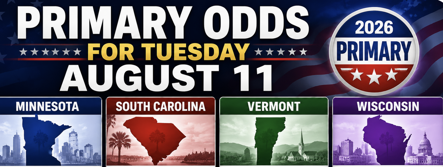 Minnesota, South Carolina, Vermont, Wisconsin Primary Odds for Tuesday August 11