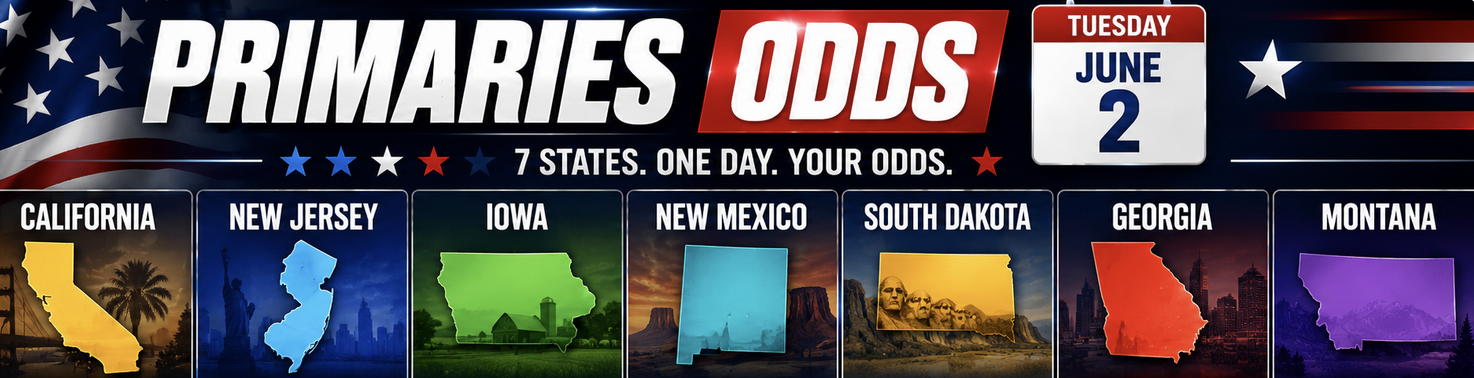 Updated Primary Odds for June 2: California, New Jersey, Georgia, Iowa, Montana, South Dakota, New Mexico