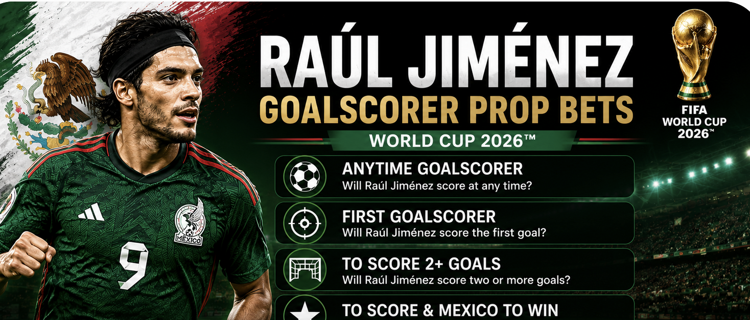 First, Anytime Goal Scorer Prop Bet Payout Odds - Czechia v Mexico: Raul Jimenez, Julian Quinones 
