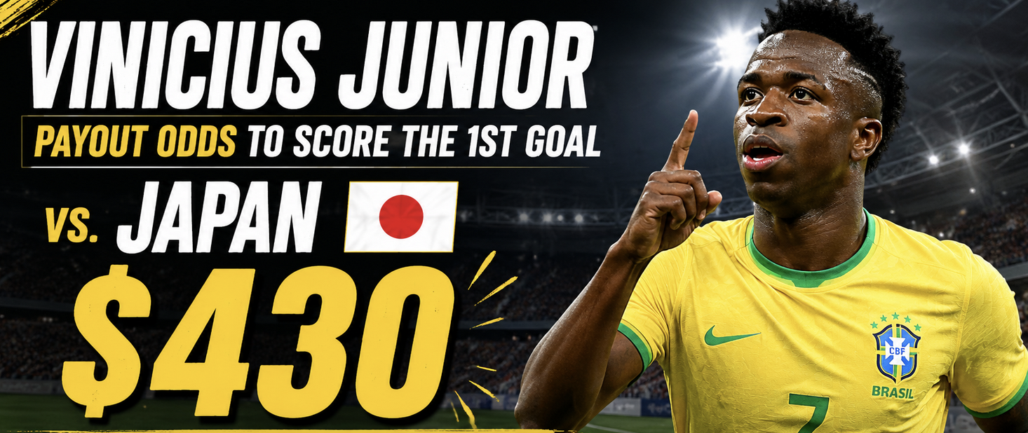 Vinicius Junior Goalscorer Payout Odds – Brazil vs. Japan | World Cup 2026