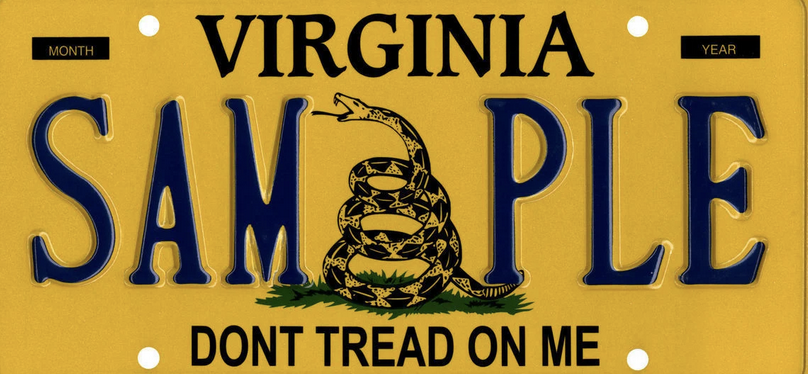 Virginia sample license plate