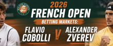 2026 French Open Betting Markets: Flavio Cobolli v Alexander Zverev