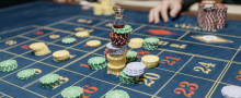Roulette table and chips