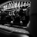 black and white photo of a casino setting