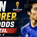 First, Anytime Goal Scorer Prop Bet Payout Odds vs. Brazil: Daichi Kamada, Ayase Ueda, Keito Nakamura, Daizen Maeda