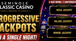 Progressive jackpots won at Seminole Classic Casino in Hollywood Florida