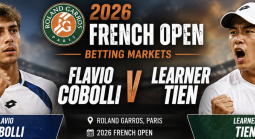 2026 French Open Betting Markets, Payout Odds: Flavio Cobolli v Learner Tien