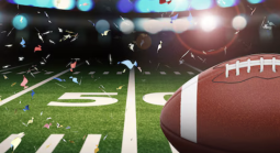 College football on the field with yard lines