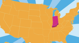 Indiana highlighted on US map