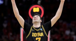 Iowa Hawkeye player celebrates big win