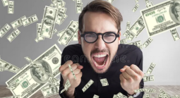 Man surrounded by money