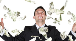 Person being showered with cash