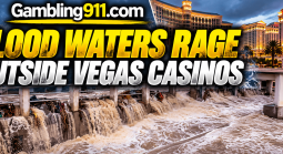 Raging Flood Waters Turn Grounds Outside Linq Hotel and Casino Into Roaring Rapids