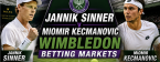 Jannik Sinner v Miomir Kecmanovic Wimbledon 2026 Payout Odds - Betting Markets