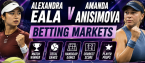 Alexandra Eala v Amanda Anisimova Betting Markets - WTA Cincinnati Odds