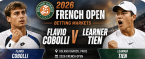 2026 French Open Betting Markets, Payout Odds: Flavio Cobolli v Learner Tien