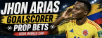 First, Anytime Goal Scorer Prop Bet Payout Odds - Colombia v DR Congo: Jhon Arias, Yoane Wissa, Cedric Bakambu