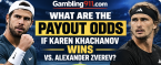 What Are the Payout Odds If Karen Khachanov Wins vs. Alexander Zverev US Open September 11?