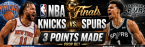 NBA Finals Knicks vs. Spurs 3 Points Made Prop Bet Game 1: Josh Hart, Devin Vassell, Julian Champagnie