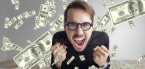 Man surrounded by money
