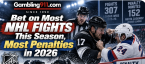 Bet on Most NHL Fights This Season, Most Penalties in 2026