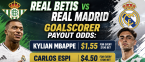  Real Betis v Real Madrid Goalscorer Payout Odds: Kylian Mbappe