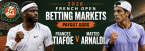 2026 French Open Betting Markets, Payout Odds: Frances Tiafoe v Matteo Arnaldi 