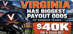No. 25 Virginia Has the Worst CFP Odds of Any Ranked Team But Payout is $40K on a $100 Bet